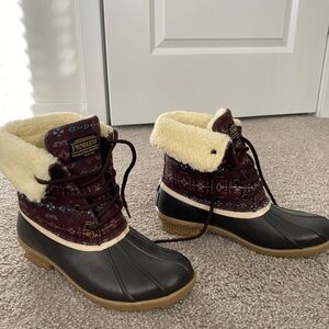 Pendleton Shearling-Lined Duck Boots - Burgundy and Black (Women’s)